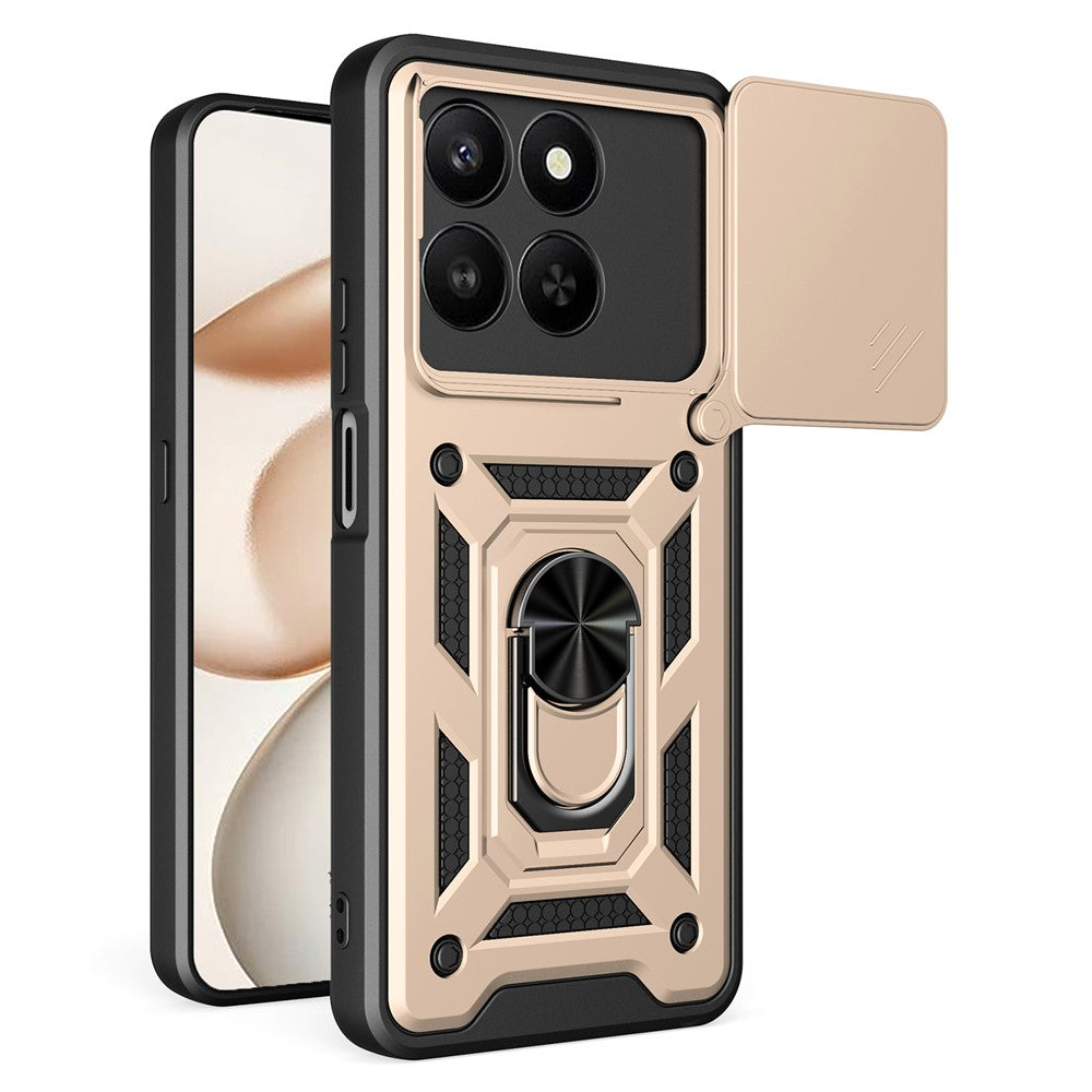 AMORUS telefoncover til Honor 400 Smart 5G / 4G / X7d 4G / 5G støttefod PC + TPU cover med skydelåg til kameralinse