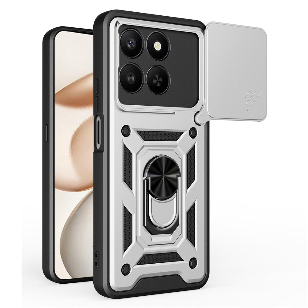 AMORUS telefoncover til Honor 400 Smart 5G / 4G / X7d 4G / 5G støttefod PC + TPU cover med skydelåg til kameralinse