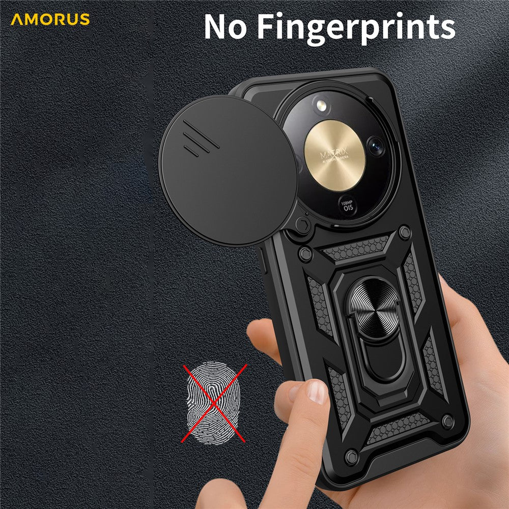 AMORUS For Honor Magic8 Lite 5G / X9d 5G / X70 5G Case Kickstand PC + TPU Phone Cover with Camera Lens Slider