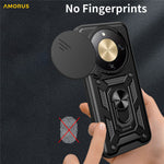 AMORUS For Honor Magic8 Lite 5G / X9d 5G / X70 5G Case Kickstand PC + TPU Phone Cover with Camera Lens Slider