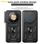 AMORUS For Honor Magic8 Lite 5G / X9d 5G / X70 5G Case Kickstand PC + TPU Phone Cover with Camera Lens Slider