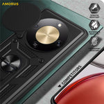 AMORUS For Honor Magic8 Lite 5G / X9d 5G / X70 5G Case Kickstand PC + TPU Phone Cover with Camera Lens Slider