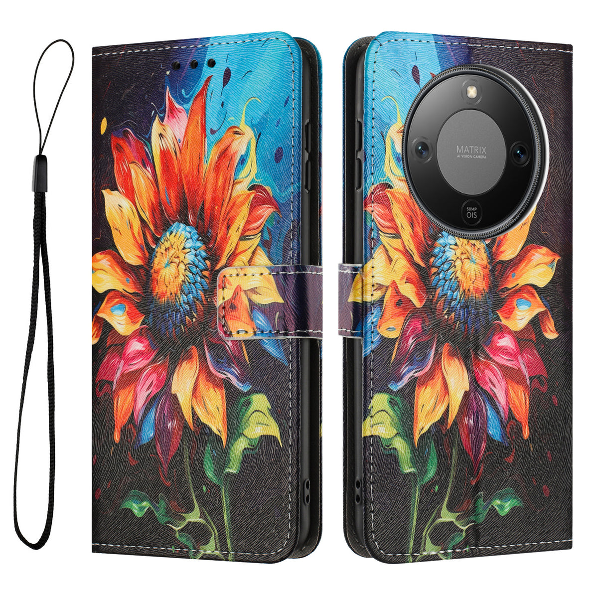 For Honor Magic8 Lite 5G / X9d 5G / X70 5G Wallet Case Pattern Printing PU Leather Phone Cover with Lanyard