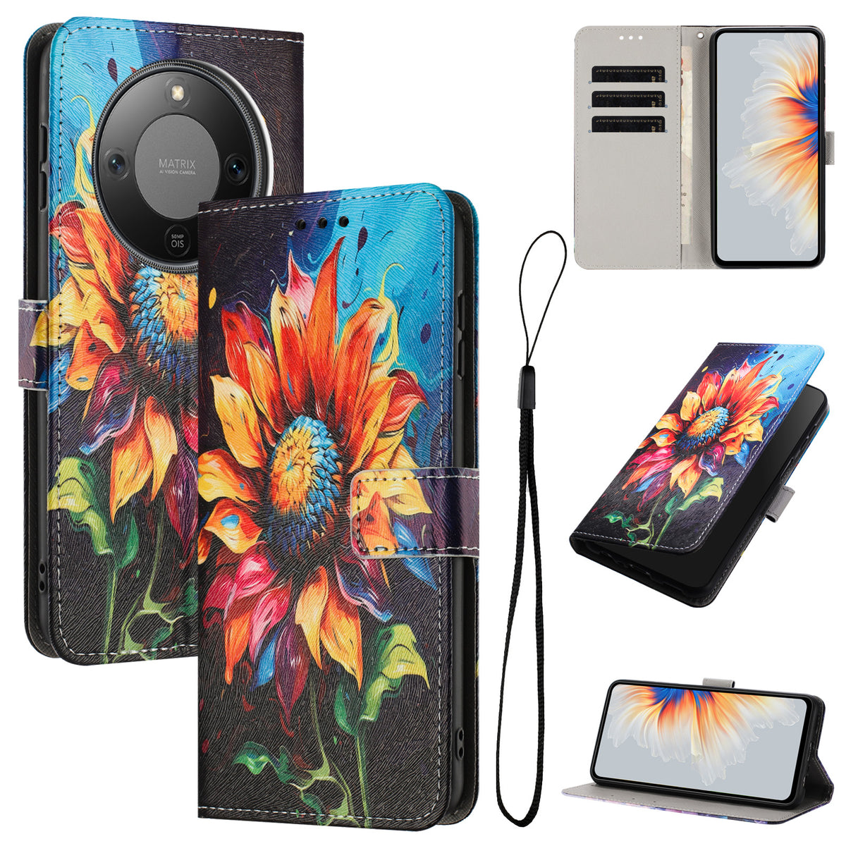For Honor Magic8 Lite 5G / X9d 5G / X70 5G Wallet Case Pattern Printing PU Leather Phone Cover with Lanyard