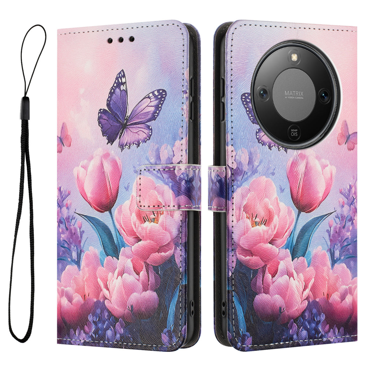 For Honor Magic8 Lite 5G / X9d 5G / X70 5G Wallet Case Pattern Printing PU Leather Phone Cover with Lanyard