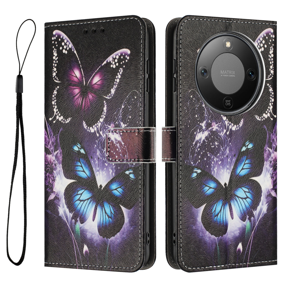 For Honor Magic8 Lite 5G / X9d 5G / X70 5G Wallet Case Pattern Printing PU Leather Phone Cover with Lanyard