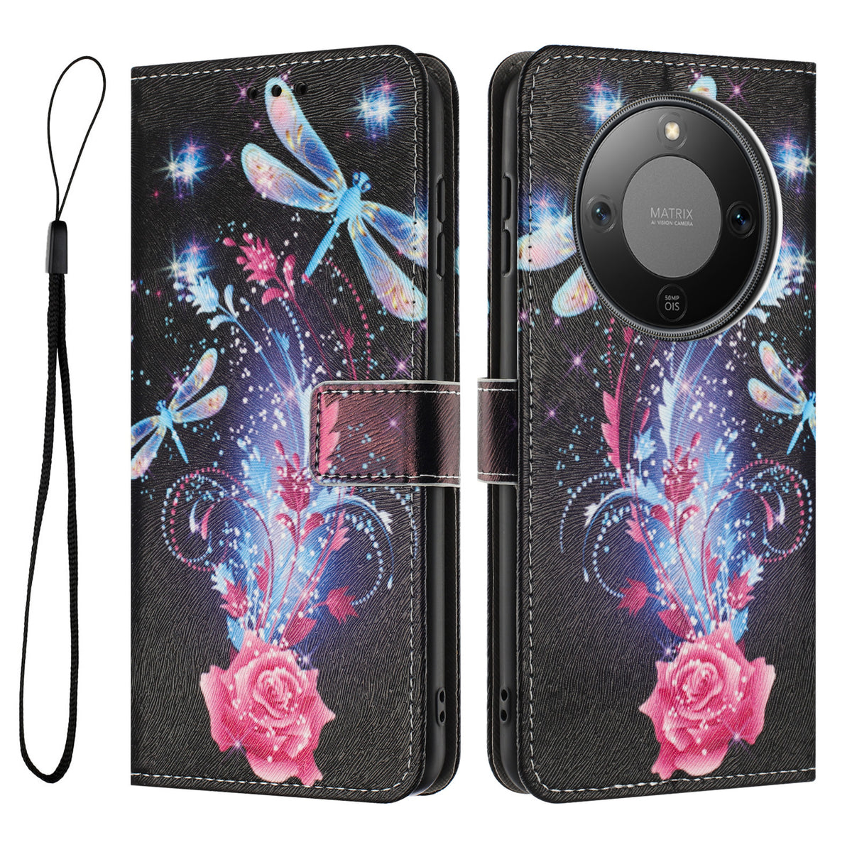 For Honor Magic8 Lite 5G / X9d 5G / X70 5G Wallet Case Pattern Printing PU Leather Phone Cover with Lanyard