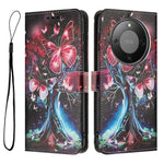 For Honor Magic8 Lite 5G / X9d 5G / X70 5G Wallet Case Pattern Printing PU Leather Phone Cover with Lanyard