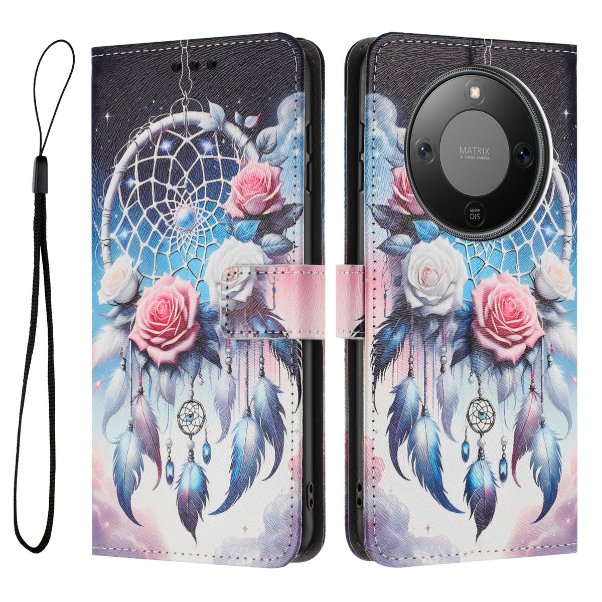For Honor Magic8 Lite 5G / X9d 5G / X70 5G Wallet Case Pattern Printing PU Leather Phone Cover with Lanyard