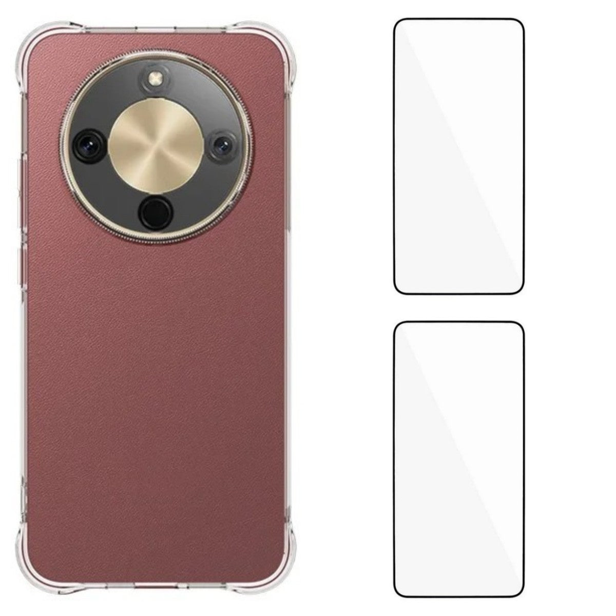WANLONFENG For Honor Magic8 Lite 5G / X9d 5G / X70 5G TPU Case  WL2 Series 2.0mm Phone Cover with 2Pcs Tempered Glass Films