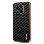 AZNS For Xiaomi 17 Case Electroplating Carbon Fiber Texture PU + TPU Phone Cover