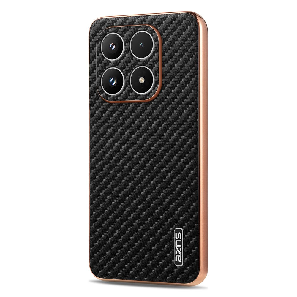 AZNS For Xiaomi 17 Case Electroplating Carbon Fiber Texture PU + TPU Phone Cover