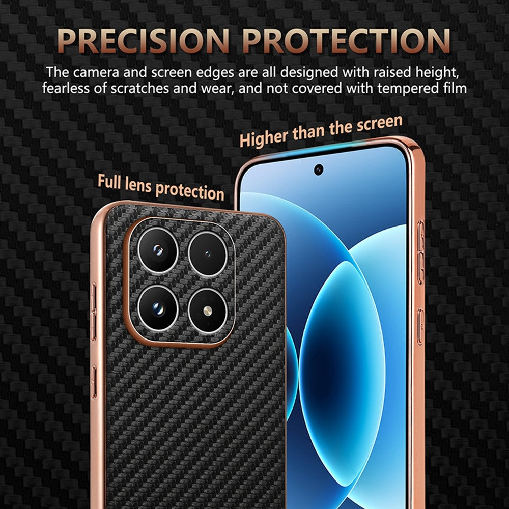 AZNS För Xiaomi 17 Skal Galvaniserad Kolfiberstruktur PU + TPU mobilskal