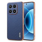 AZNS For Xiaomi 17 Case Electroplating Carbon Fiber Texture PU + TPU Phone Cover
