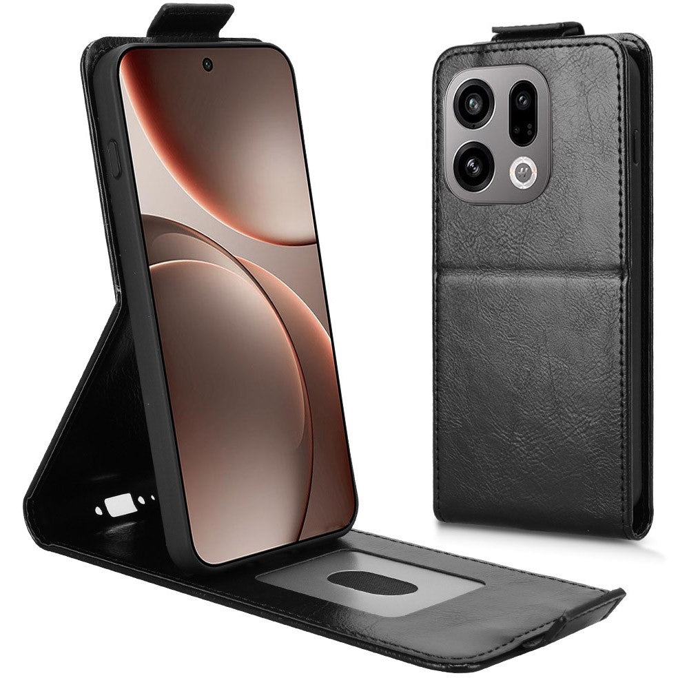 Oppo Find X9 5G Stativfodral Magnetiskt Spänne Vertikalt Flip Lädermobilfodral med Korthållare