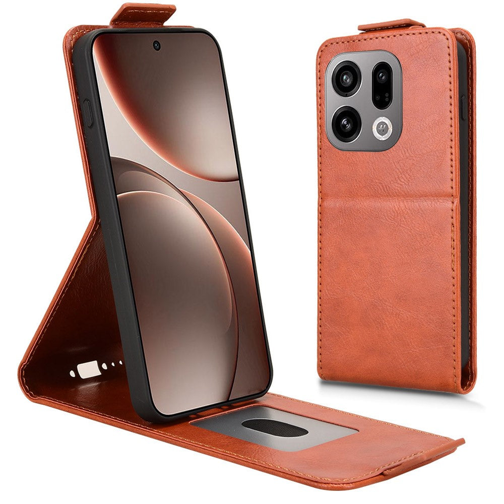 Til Oppo Find X9 5G Stand-etui Magnetisk Lås Vertikal Flip Læder Telefoncover med Kortholder
