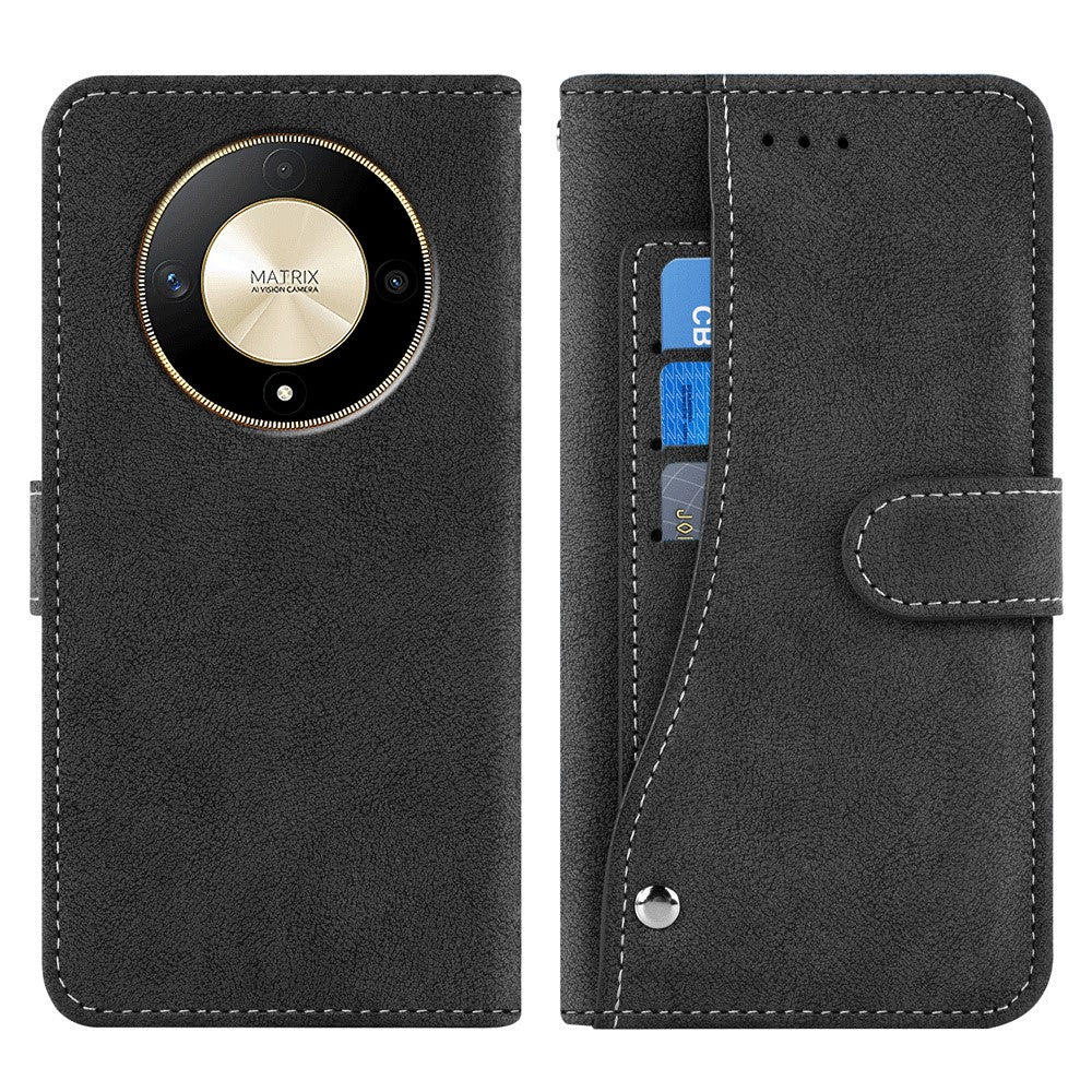 Phone Case For Honor Magic6 Lite 5G / X9b 5G / X50 5G Retro PU Leather Wallet Cover with Rotating Card Slots Holder