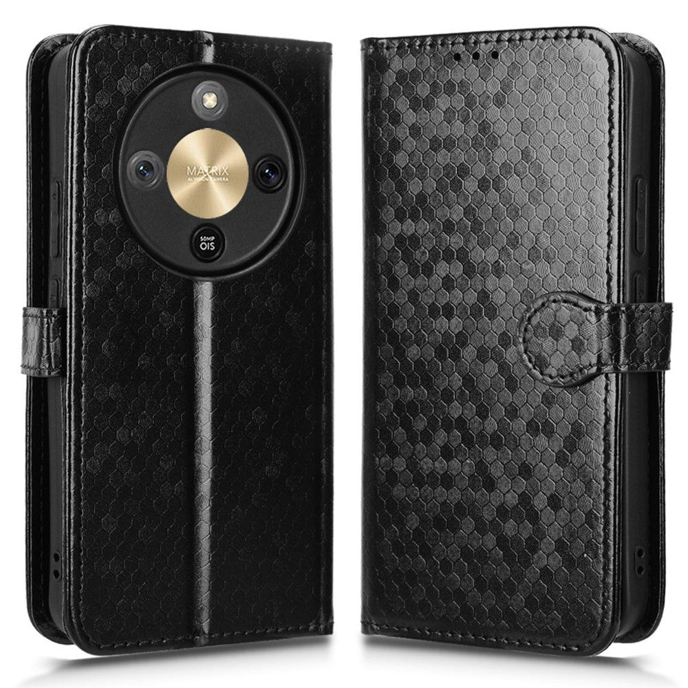 For Honor Magic8 Lite 5G / X9d 5G / X70 5G Wallet Case Dot Pattern Imprint PU Leather Phone Cover with Wrist Strap