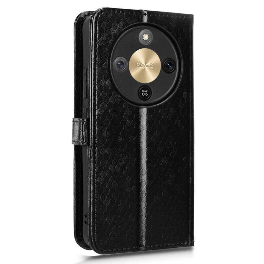 For Honor Magic8 Lite 5G / X9d 5G / X70 5G Wallet Case Dot Pattern Imprint PU Leather Phone Cover with Wrist Strap