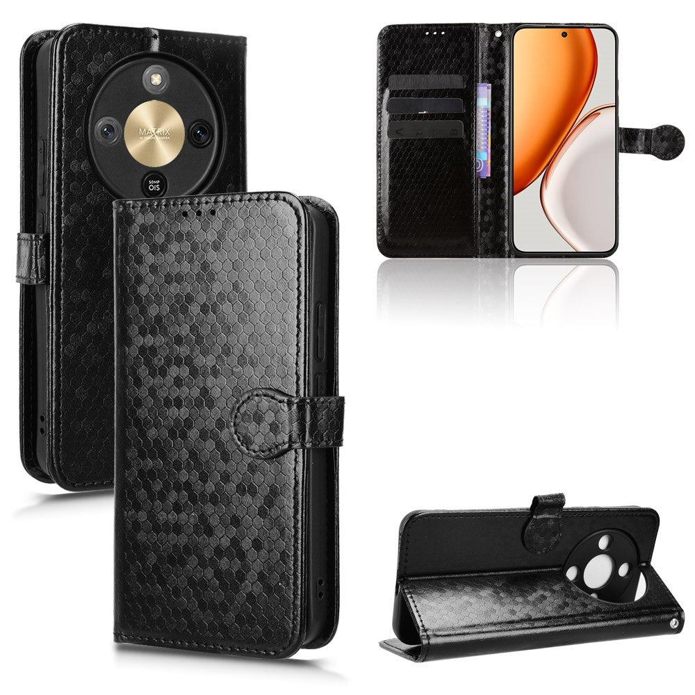 For Honor Magic8 Lite 5G / X9d 5G / X70 5G Wallet Case Dot Pattern Imprint PU Leather Phone Cover with Wrist Strap