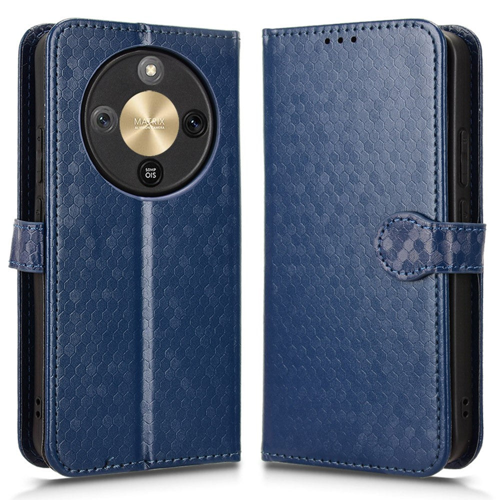 For Honor Magic8 Lite 5G / X9d 5G / X70 5G Wallet Case Dot Pattern Imprint PU Leather Phone Cover with Wrist Strap