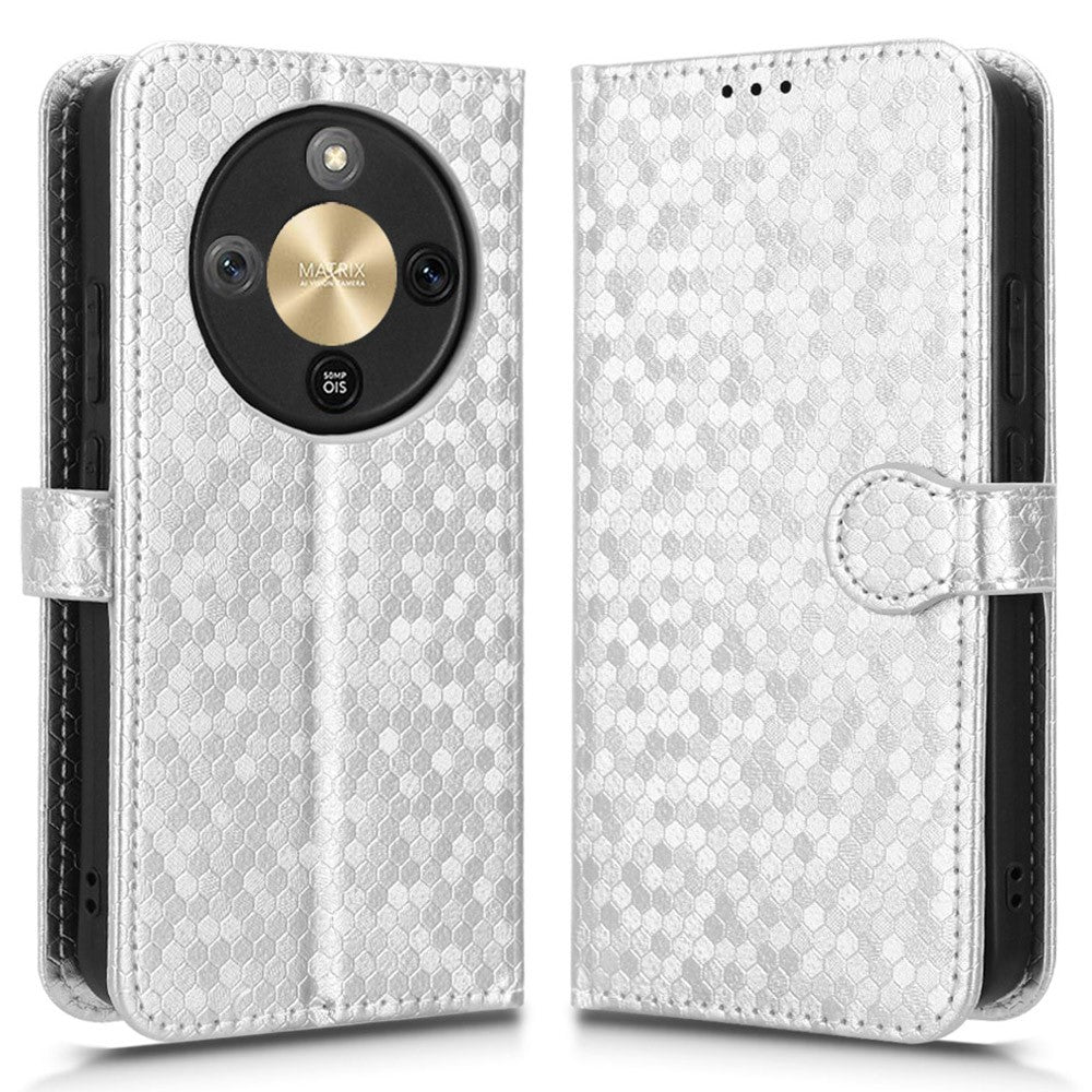 For Honor Magic8 Lite 5G / X9d 5G / X70 5G Wallet Case Dot Pattern Imprint PU Leather Phone Cover with Wrist Strap