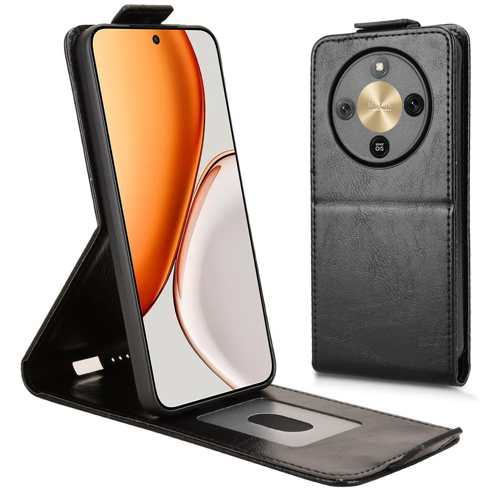 For Honor Magic8 Lite 5G / X9d 5G / X70 5G Stand Case Magnetic Clasp Vertical Flip Leather Phone Cover with Card Holder