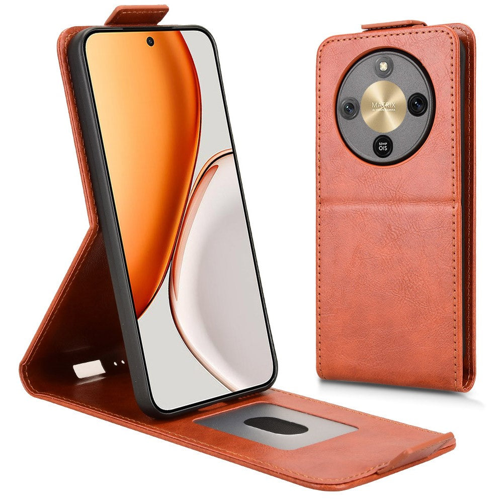 For Honor Magic8 Lite 5G / X9d 5G / X70 5G Stand Case Magnetic Clasp Vertical Flip Leather Phone Cover with Card Holder