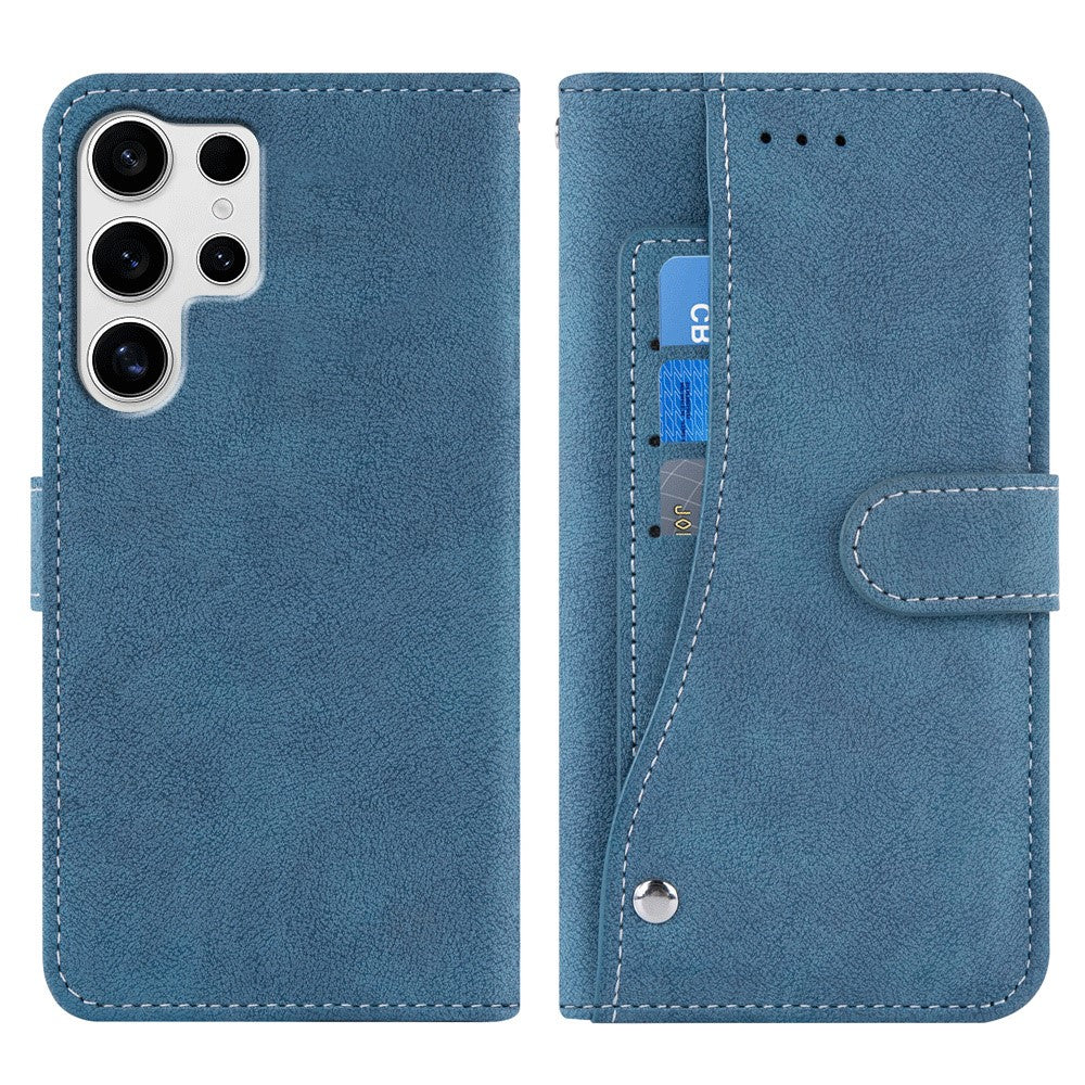 For Samsung Galaxy S23 Ultra Case Retro PU Leather Wallet Phone Cover with Rotating Card Slots Holder