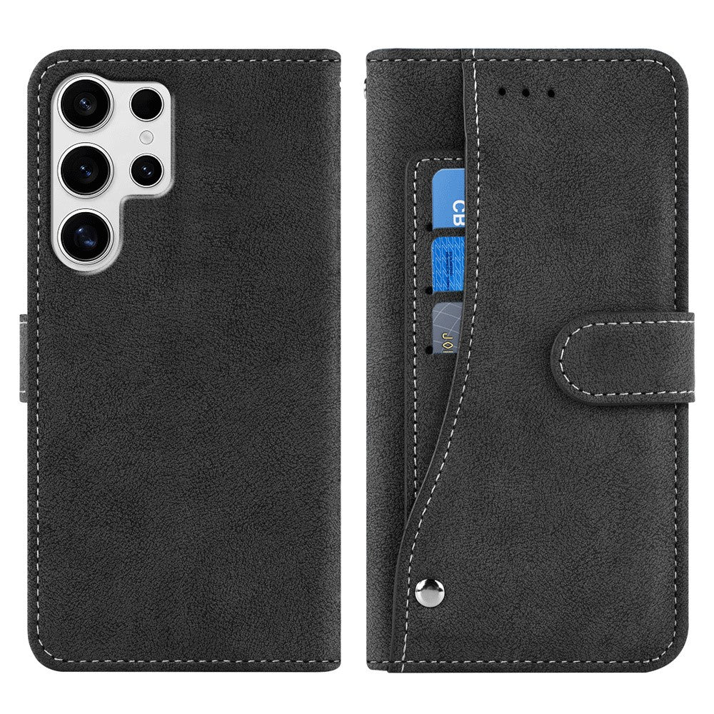 For Samsung Galaxy S23 Ultra Case Retro PU Leather Wallet Phone Cover with Rotating Card Slots Holder