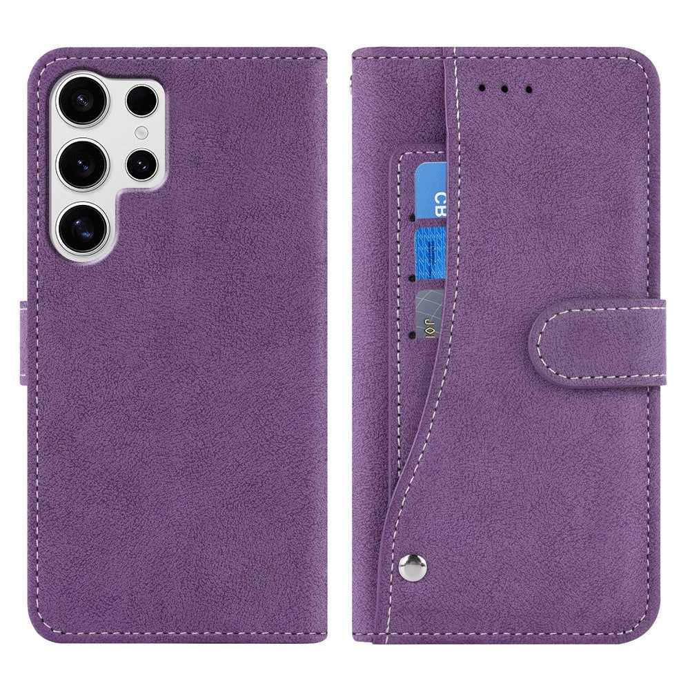 For Samsung Galaxy S23 Ultra Case Retro PU Leather Wallet Phone Cover with Rotating Card Slots Holder