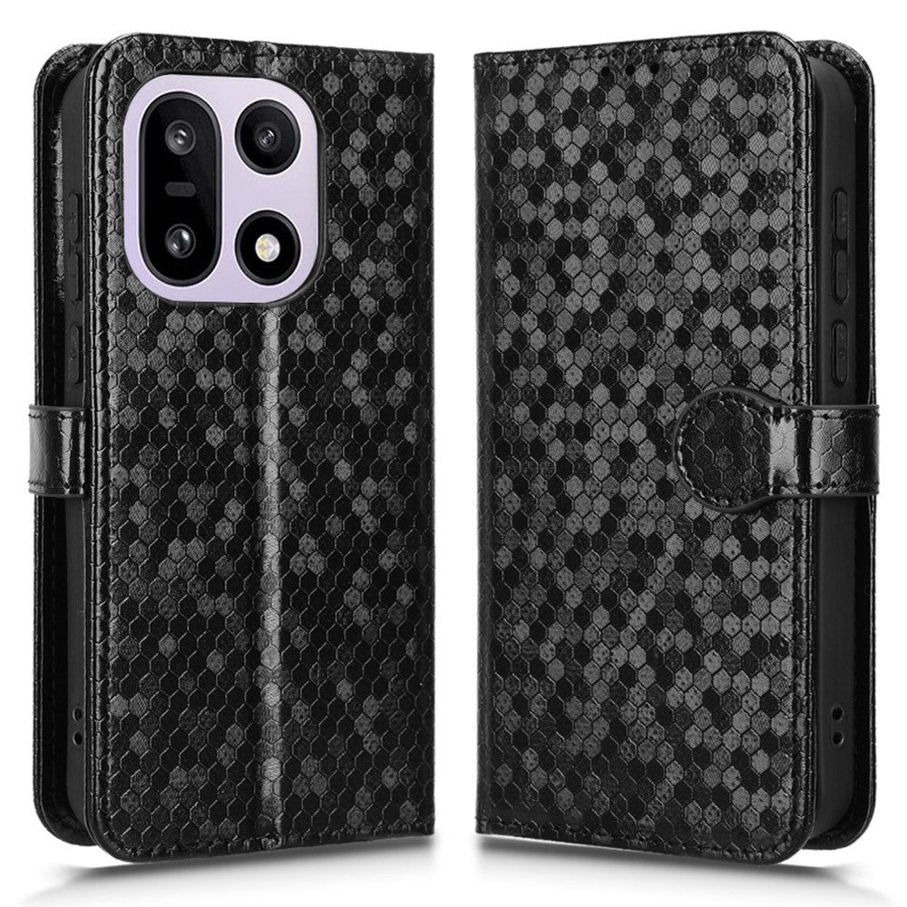 OnePlus 15 5G Plånboksfodral Prickmönster Avtryck PU-läder mobilfodral med Handledsrem