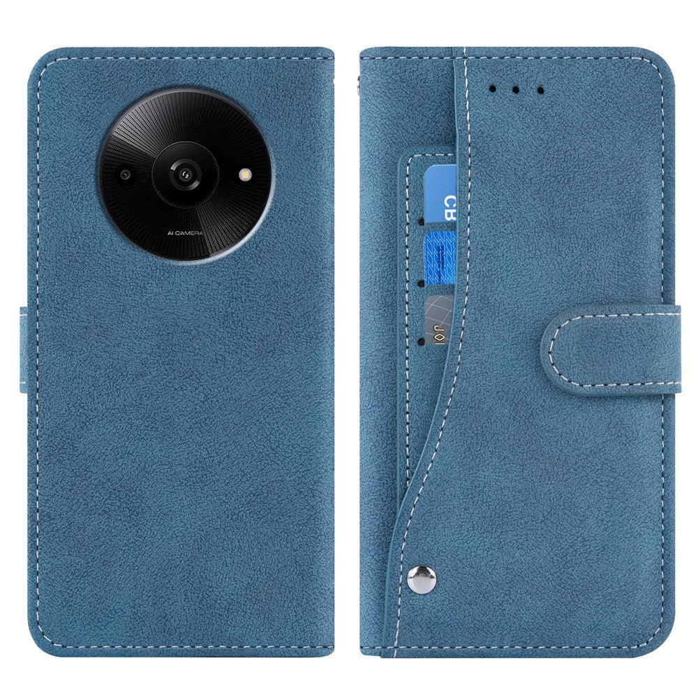 Phone Case For Xiaomi Poco C61 4G / Redmi A3 4G / A3x 4G Retro PU Leather Wallet Cover with Rotating Card Slots Holder