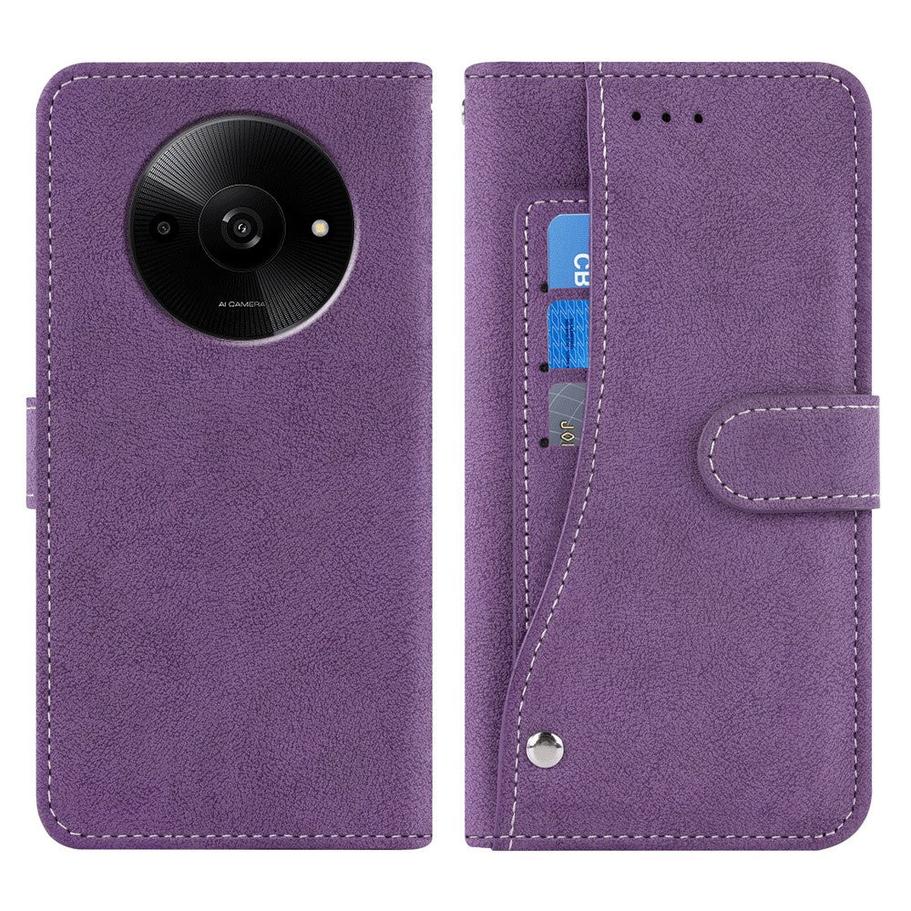 Phone Case For Xiaomi Poco C61 4G / Redmi A3 4G / A3x 4G Retro PU Leather Wallet Cover with Rotating Card Slots Holder