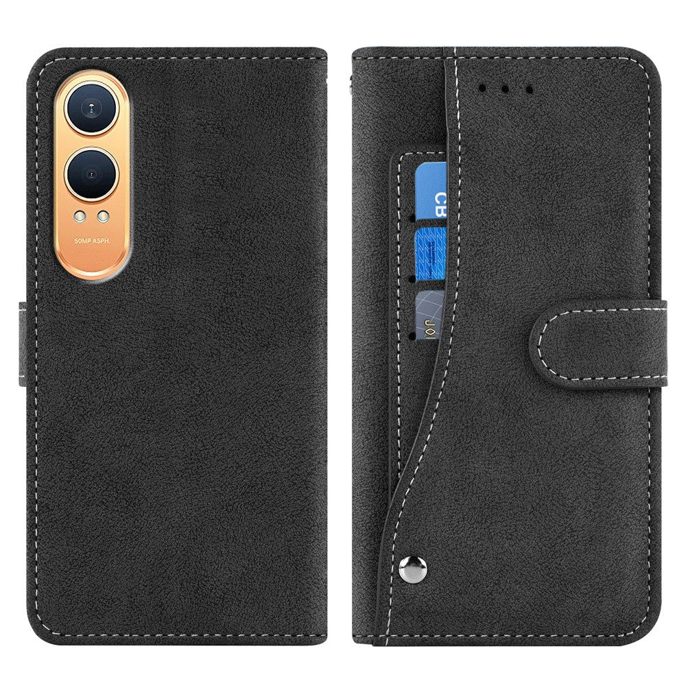 OnePlus Nord CE4 Lite 5G / Oppo K12x 5G (Kina) Fodral Retro PU-läder Plånboksfodral med roterande korthållare
