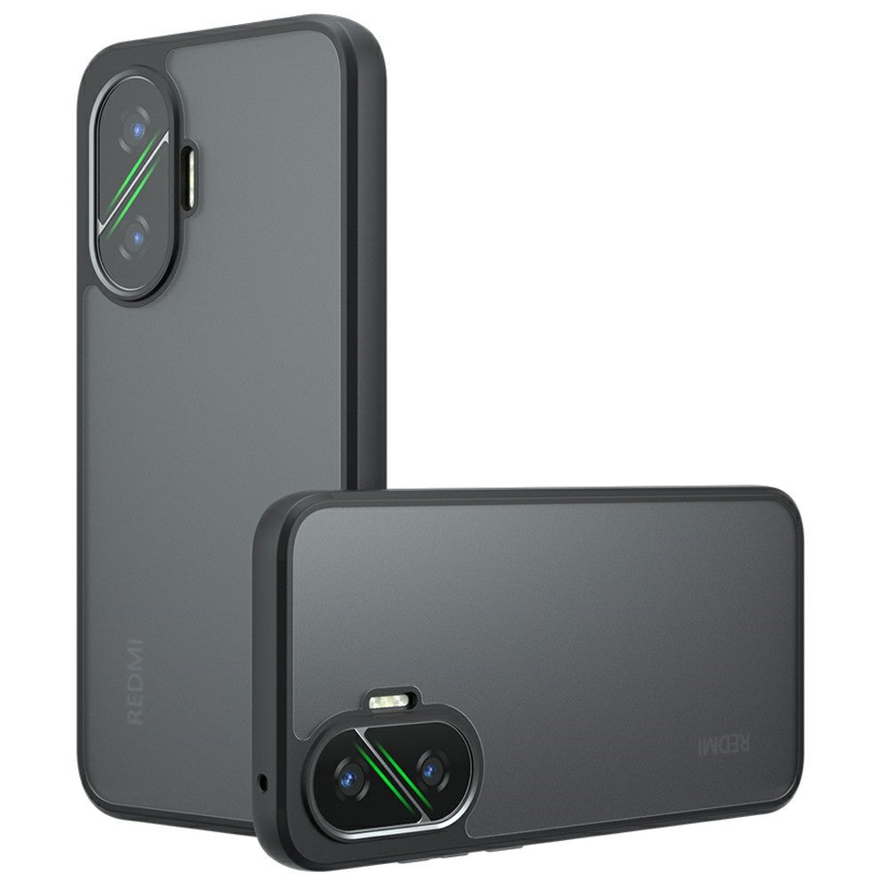 For Xiaomi Poco F7 5G Case Skin-Touch TPU + PC Matte Phone Back Cover, Transparent Black