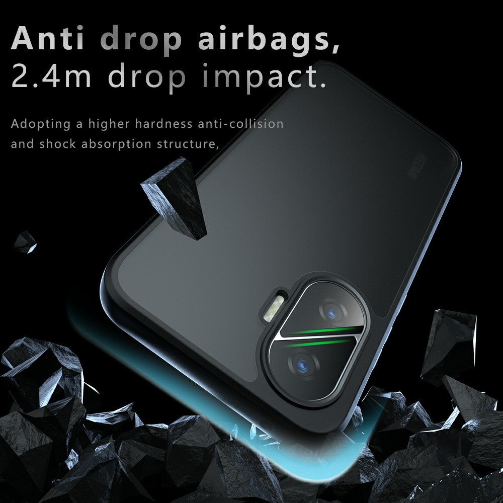 For Xiaomi Poco F7 5G Case Skin-Touch TPU + PC Matte Phone Back Cover, Transparent Black