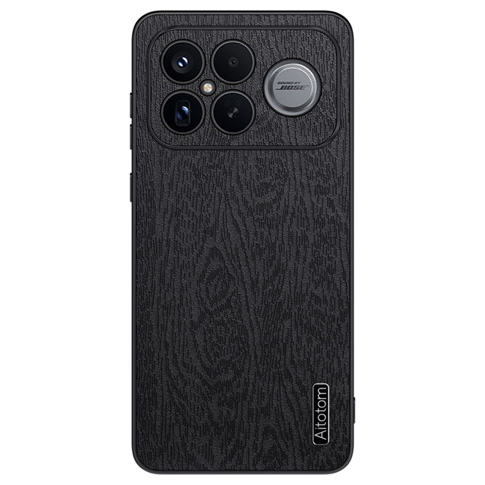 Xiaomi Redmi K90 Pro Max 5G / Poco F8 Ultra-skal Trästruktur PU-läderbelagd PC TPU-mobilskal
