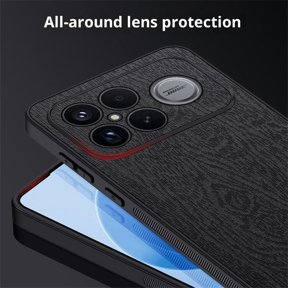 Xiaomi Redmi K90 Pro Max 5G / Poco F8 Ultra-skal Trästruktur PU-läderbelagd PC TPU-mobilskal