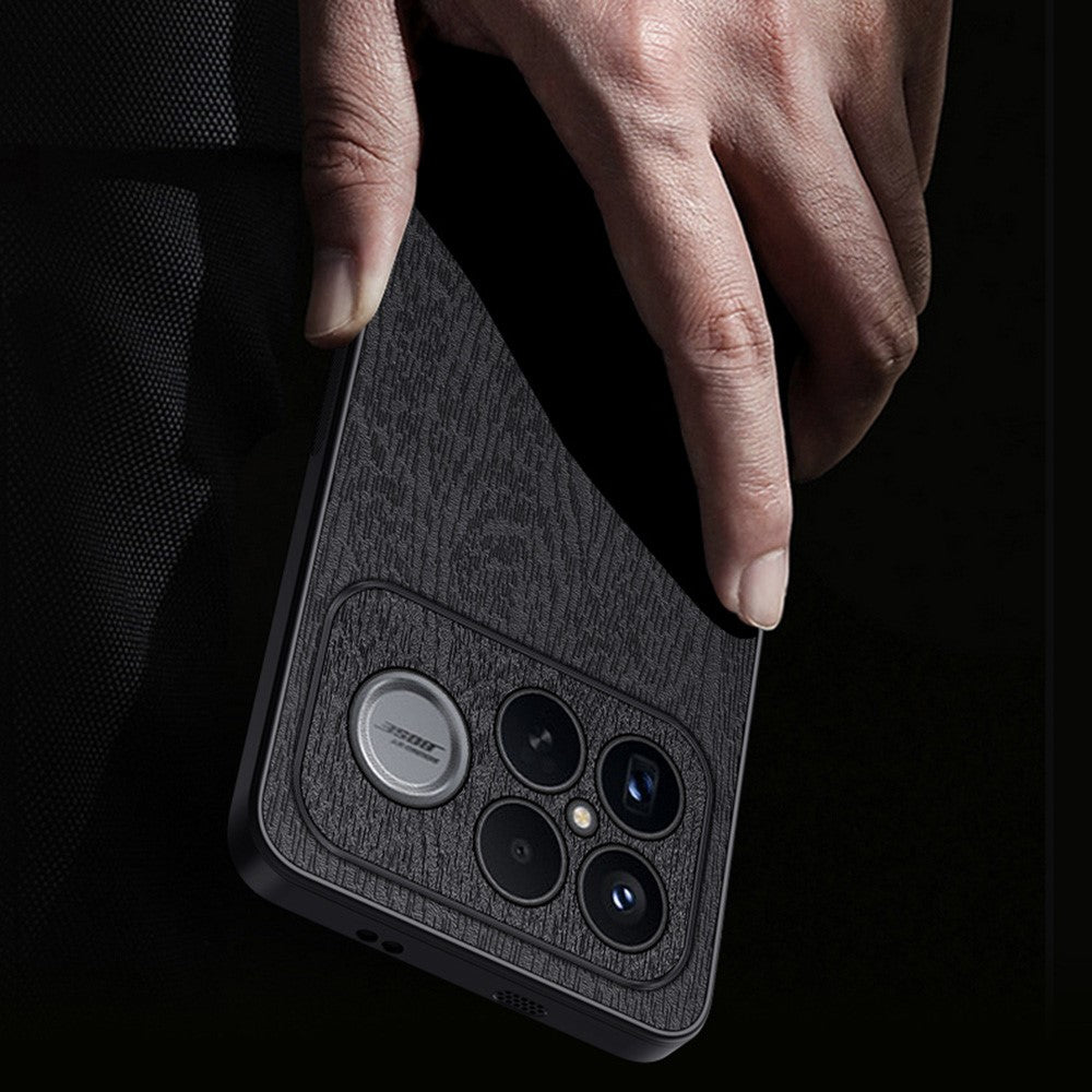 Xiaomi Redmi K90 Pro Max 5G / Poco F8 Ultra-skal Trästruktur PU-läderbelagd PC TPU-mobilskal