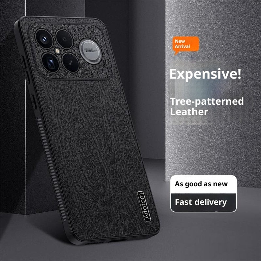 Xiaomi Redmi K90 Pro Max 5G / Poco F8 Ultra-skal Trästruktur PU-läderbelagd PC TPU-mobilskal