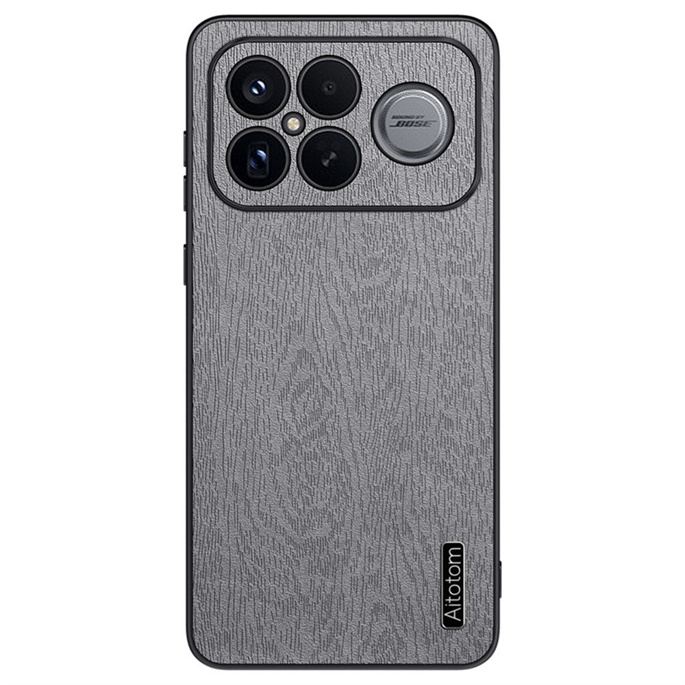Xiaomi Redmi K90 Pro Max 5G / Poco F8 Ultra-skal Trästruktur PU-läderbelagd PC TPU-mobilskal