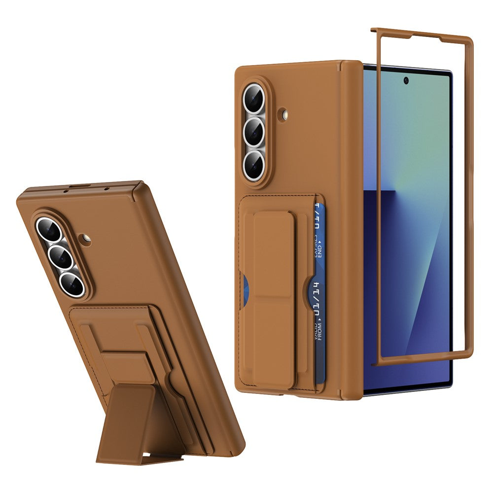 Til Samsung Galaxy Z Fold7 5G-cover RFID-blokerende kortholder PC-telefoncover med støttefod