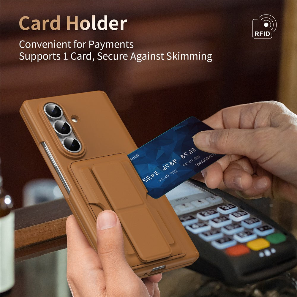 Til Samsung Galaxy Z Fold7 5G-cover RFID-blokerende kortholder PC-telefoncover med støttefod