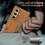 Til Samsung Galaxy Z Fold7 5G-cover RFID-blokerende kortholder PC-telefoncover med støttefod