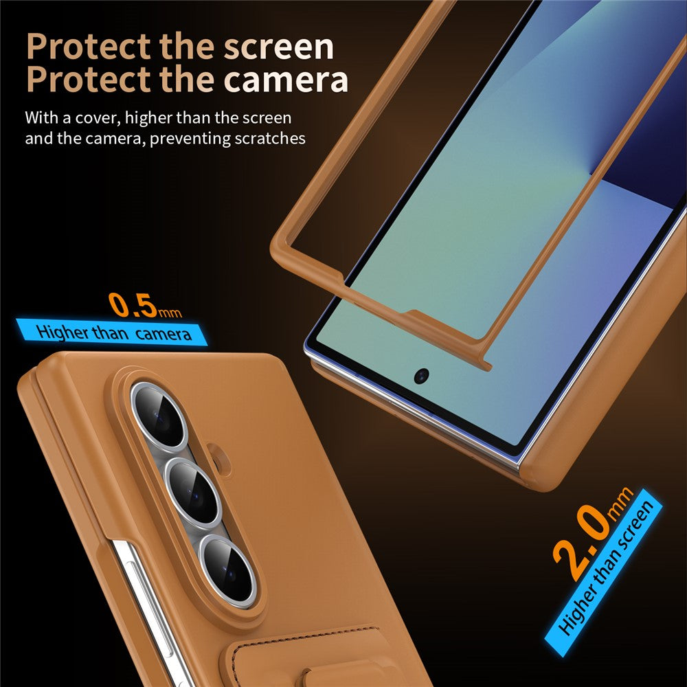 Til Samsung Galaxy Z Fold7 5G-cover RFID-blokerende kortholder PC-telefoncover med støttefod