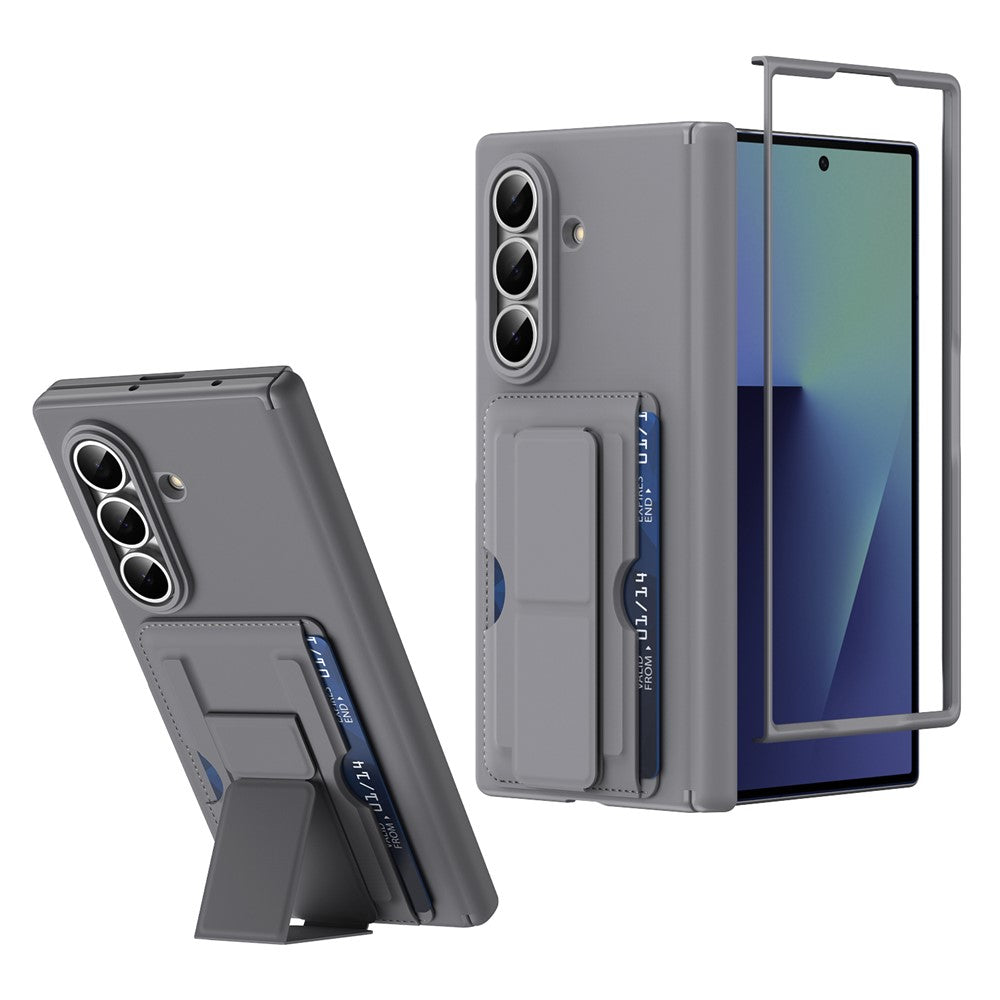 Til Samsung Galaxy Z Fold7 5G-cover RFID-blokerende kortholder PC-telefoncover med støttefod