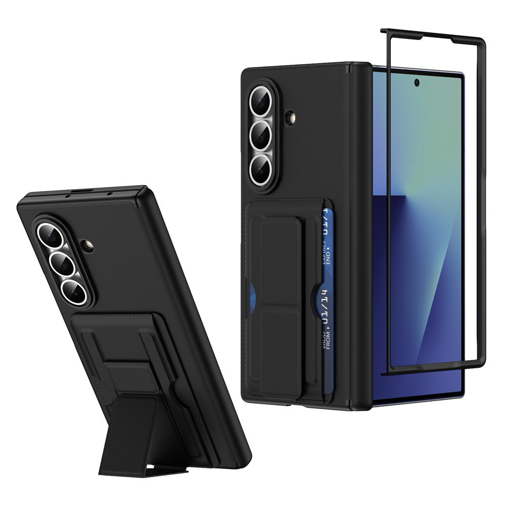Til Samsung Galaxy Z Fold7 5G-cover RFID-blokerende kortholder PC-telefoncover med støttefod