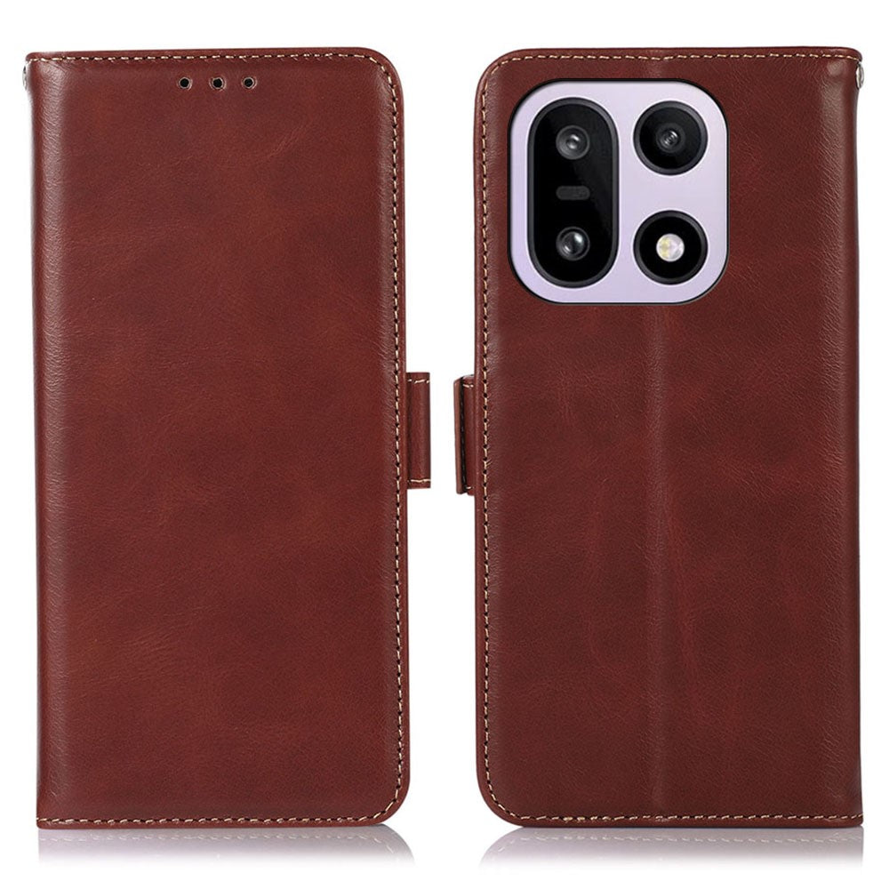 For OnePlus 15 5G Case RFID Blocking Genuine Cow Leather Wallet Phone Cover