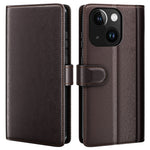 AMORUS For iPhone 13 Stand Cases Calf Texture Genuine Split Leather Wallet Phone Cover